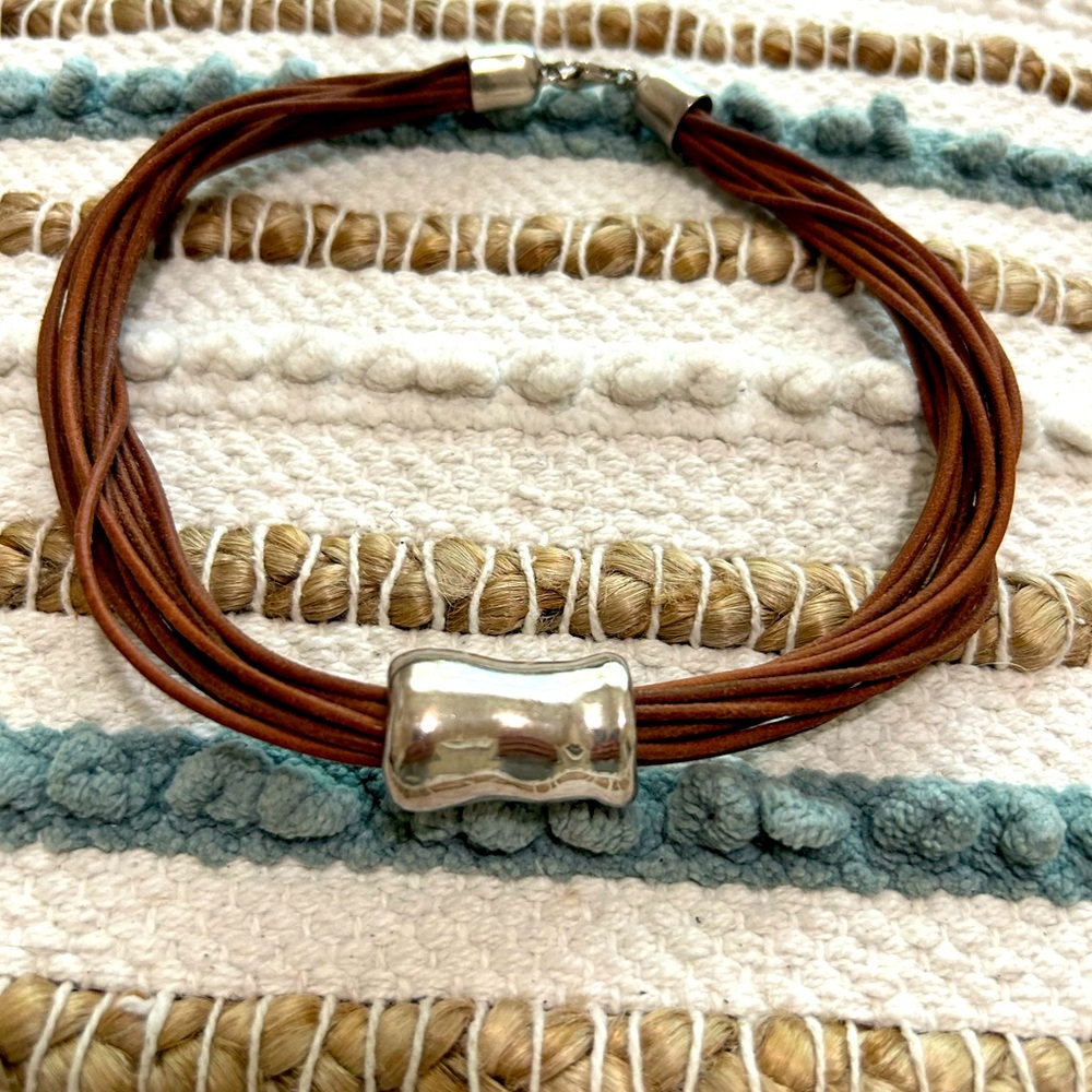 Awesome leather and silver necklace